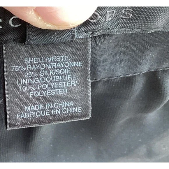 MARC JACOBS overlay skirt rayon silk Sz 2 s xs  rawline edge Black A line - Picture 5 of 6